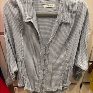 We The Free Blue Striped Casual Shirt